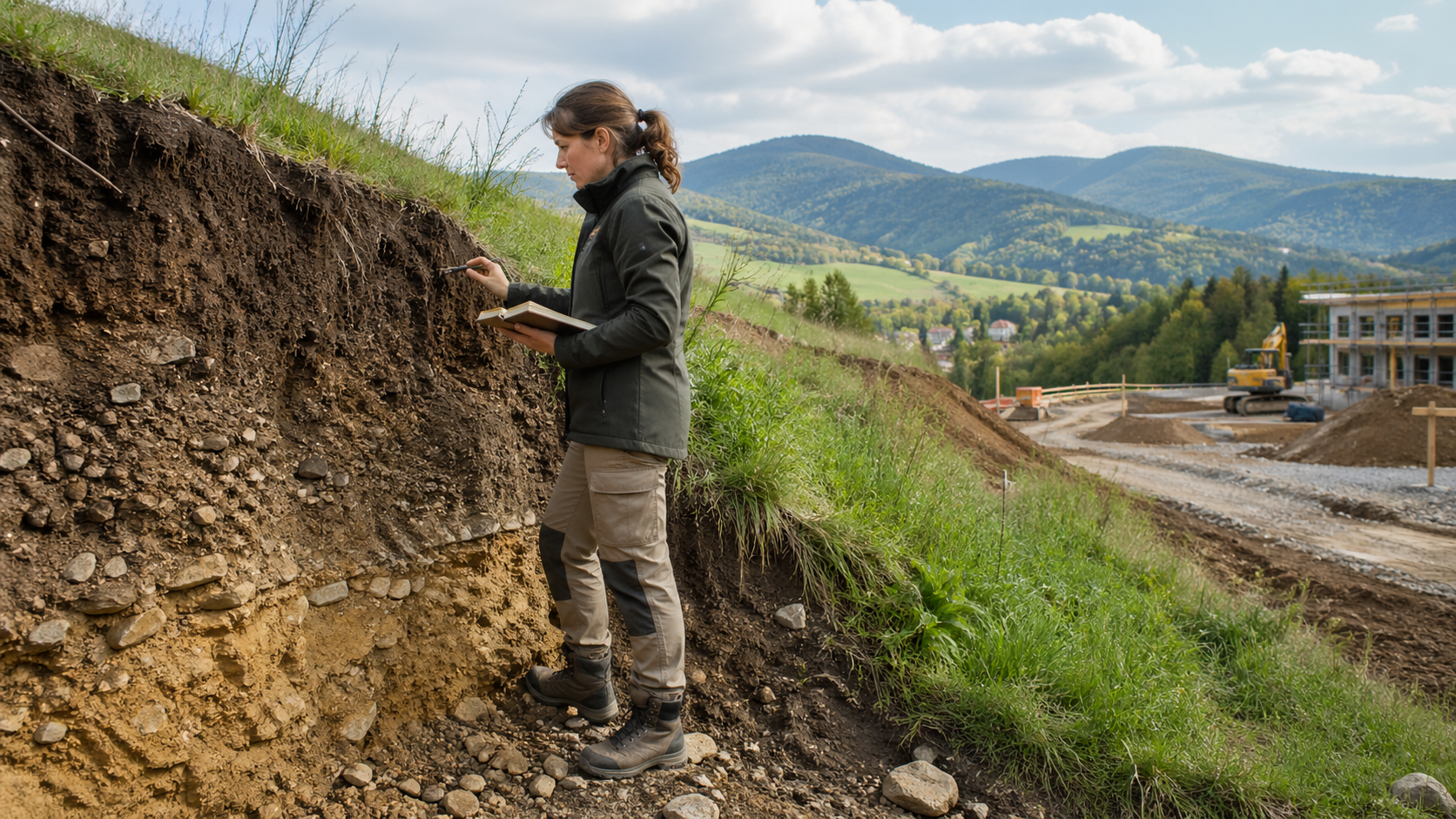 Geländearbeit am Bodenprofil